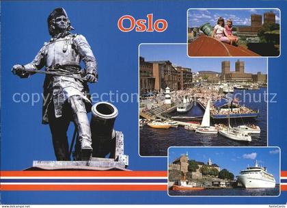 Oslo Norwegen Statuen av Tordenskjold Havne Passagierschiff
