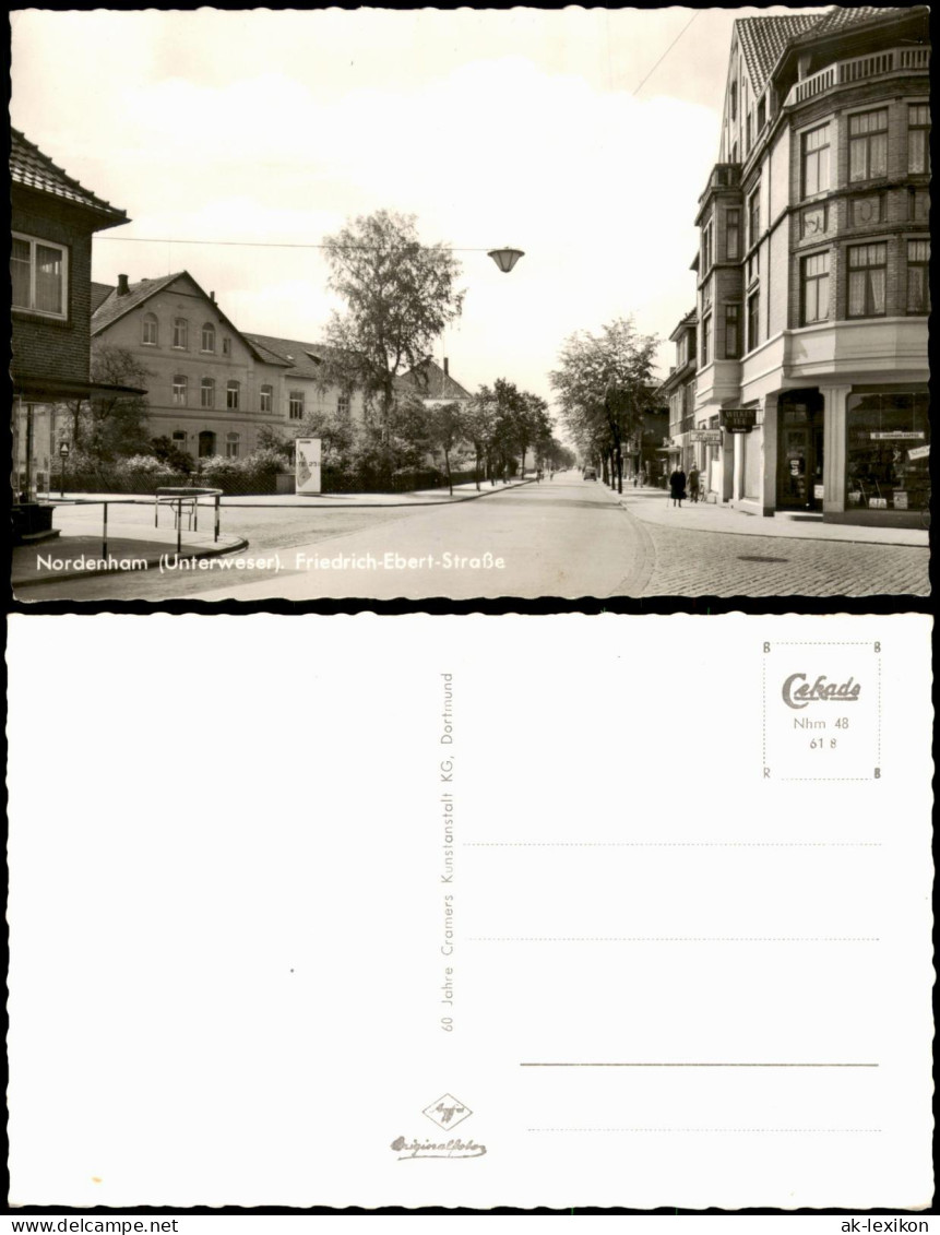 Nordenham Kreuzung Friedrich-Ebert-Straße, Litfaßsäule, Geschäfte 1960/1961