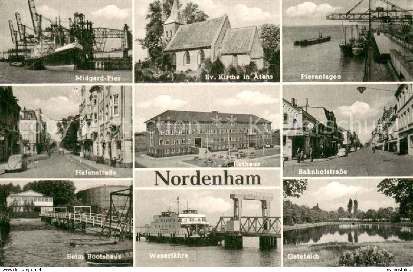 Nordenham Wesermarsch Niedersachsen Midgard Pier Rathaus Strassenpartien Kirche