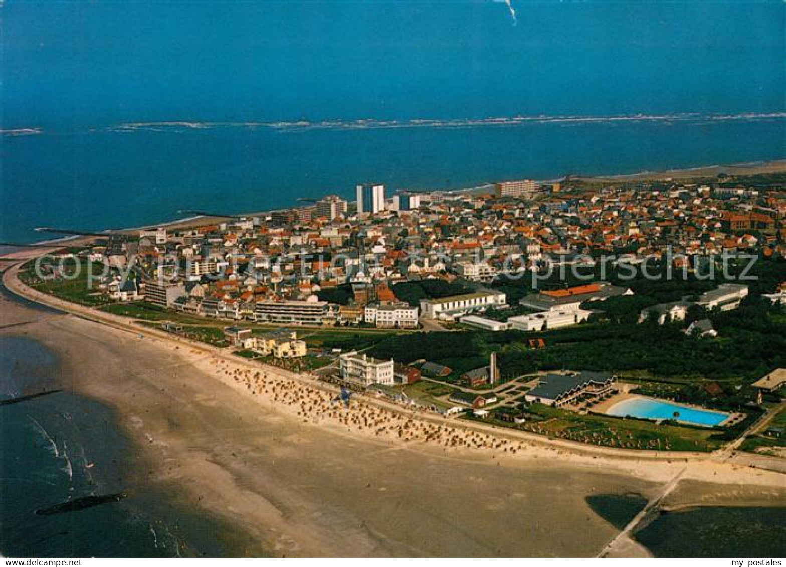 Norderney Nordseebad Fliegeraufnahme Weststrand Wellen Freibad