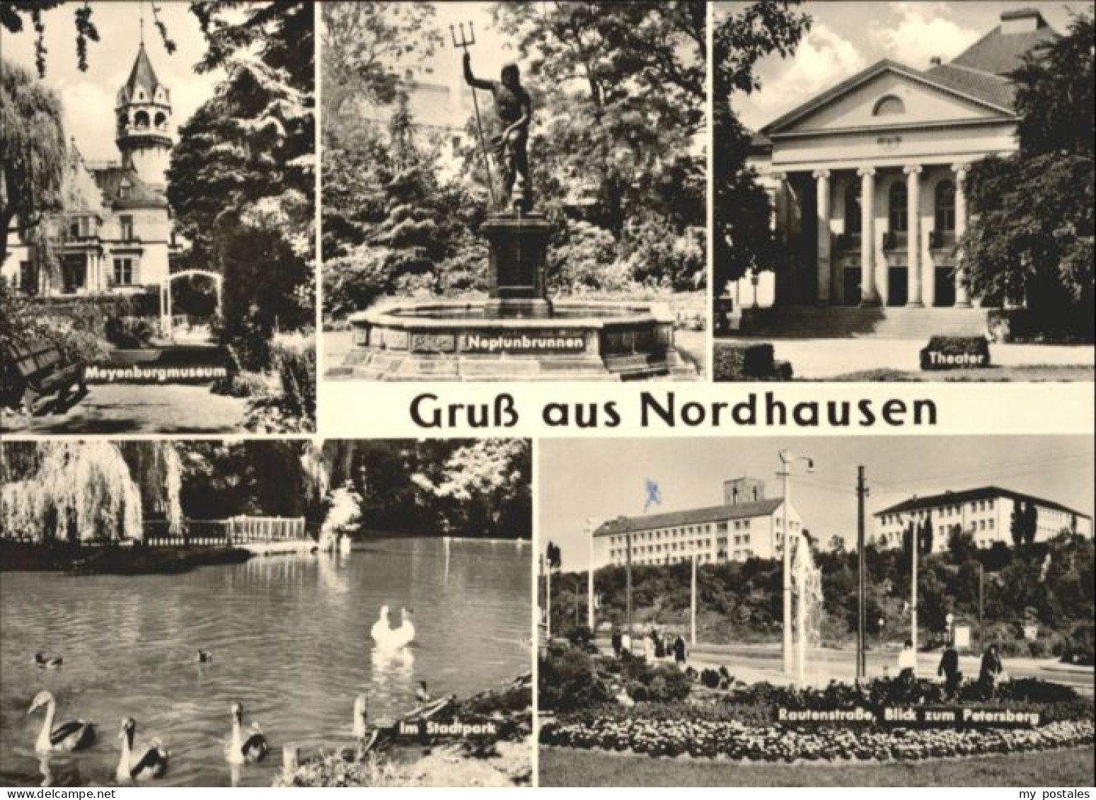 Nordhausen Thueringen Nordhausen Meyenburgmuseum Neptunbrunnen Theater Stadtpark