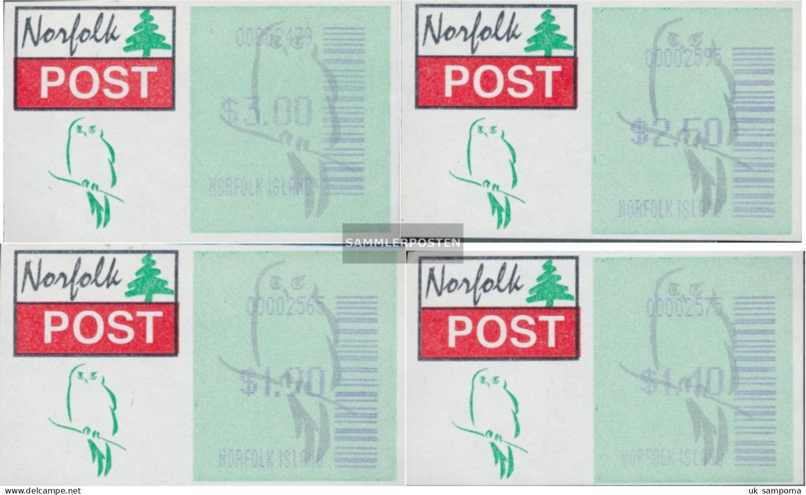 Norfolk-Island ATM2 (1.40,1.90,2.50,3.00 Nominal) unmounted mint / never hinged 1996 Variable value stamp