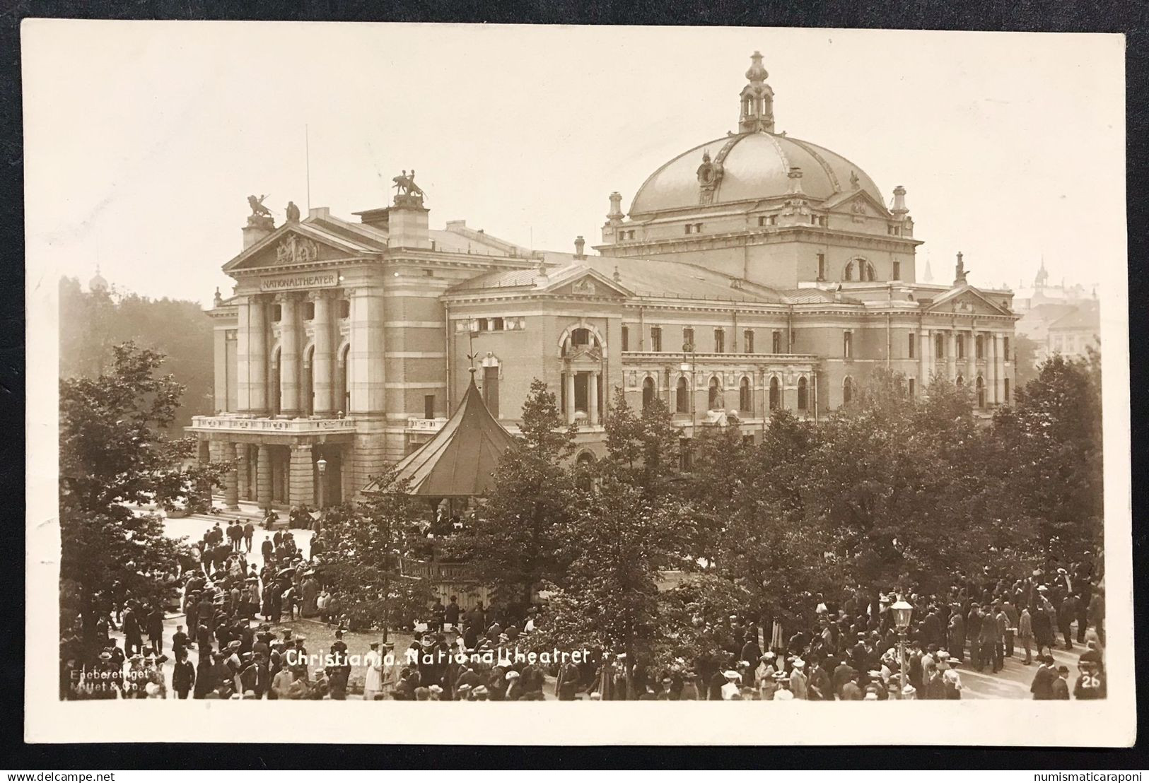 Norge Norvegia Christiana national Theatre postcards used COD.C.4620