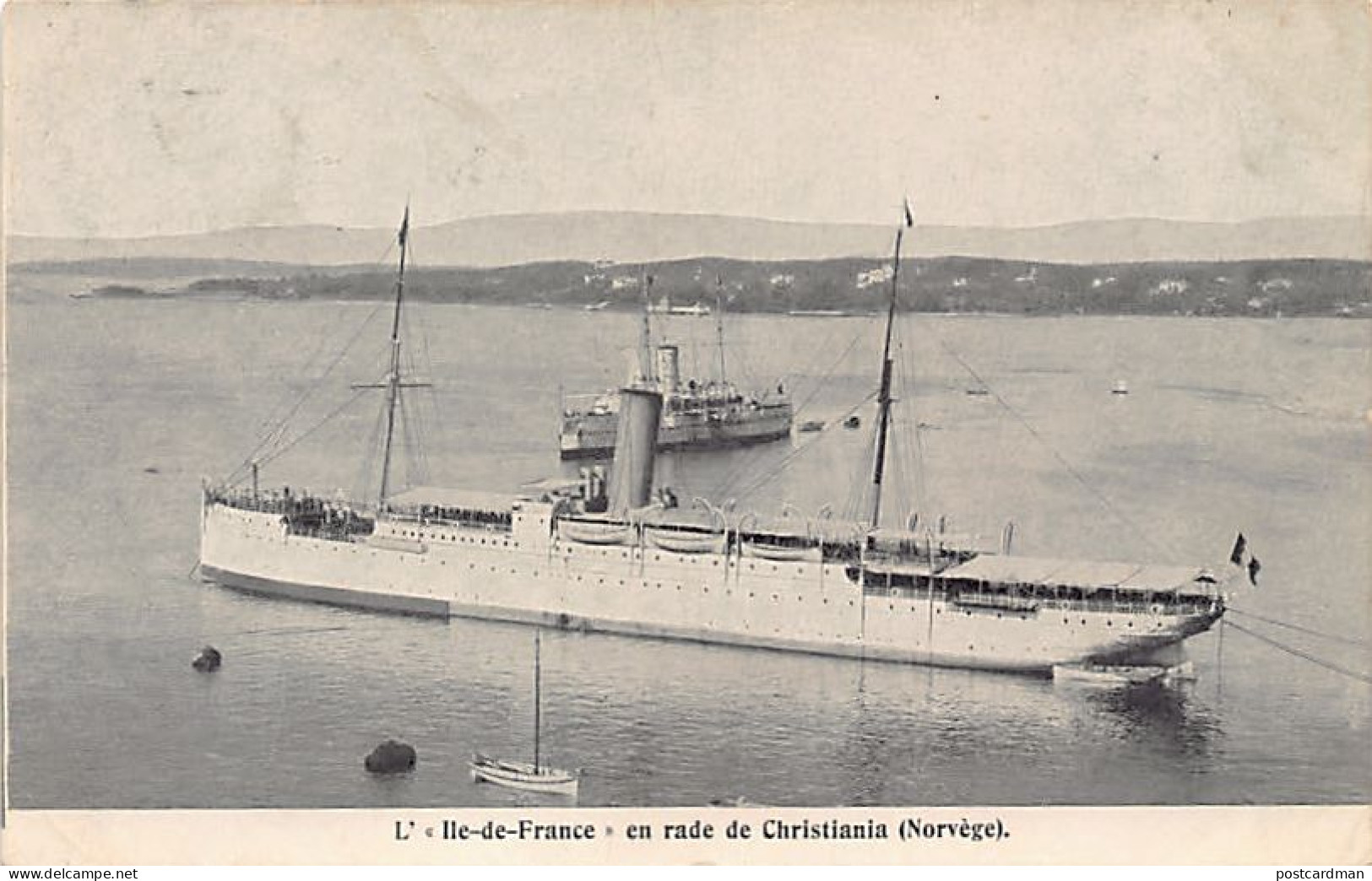 NORGE Norway - French steamer Ile-de-France in Christiania natural harbour - Publ. unknown