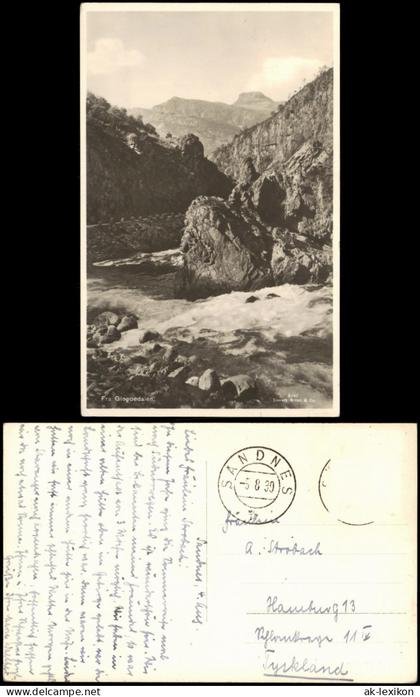 Norwegen Norge Norwegen Fra Gloppedalen Wasserlauf Norway Waterfall 1939