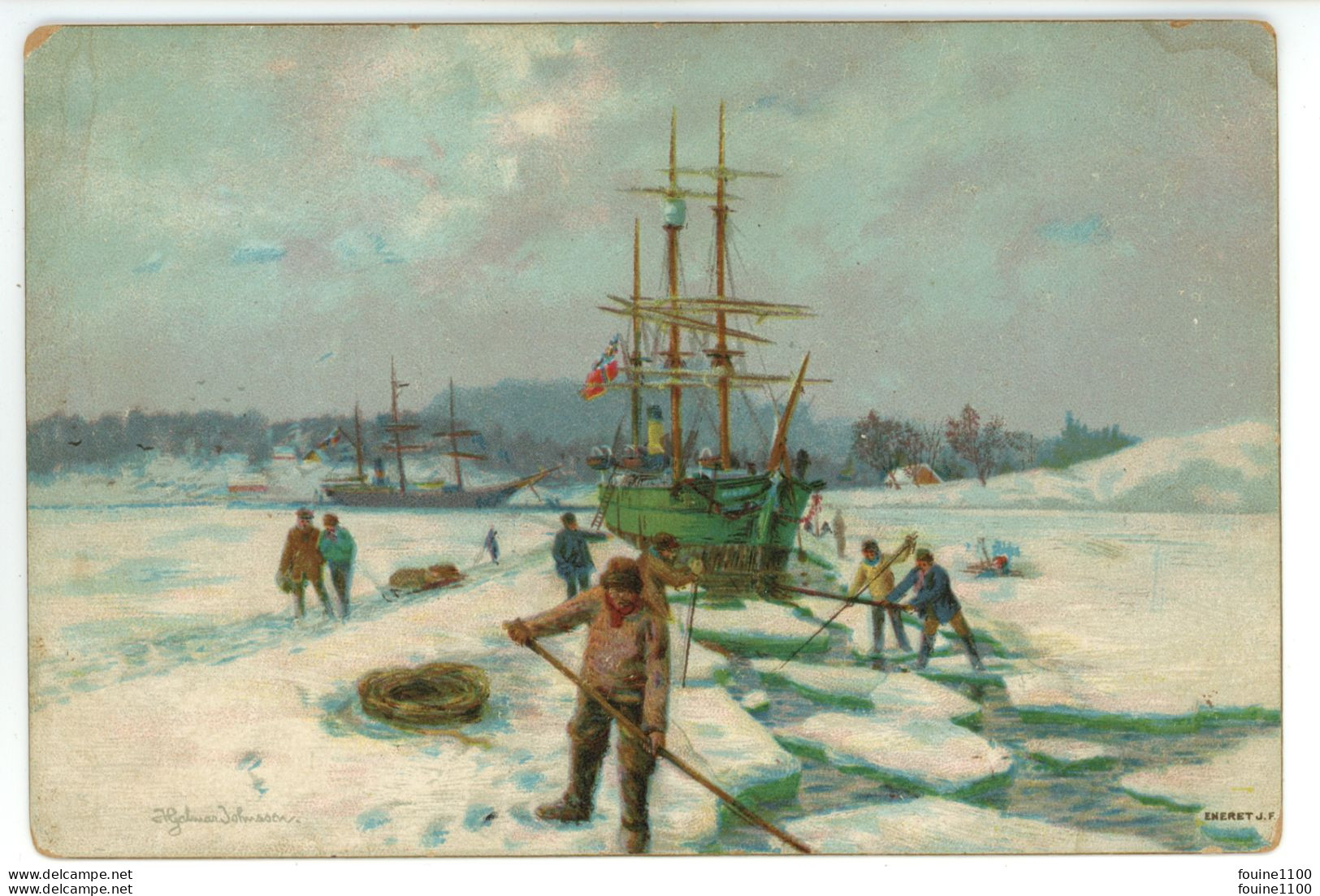 NORVEGE - NORWAY - NORVEGIA - illustrateur ENERET J F signature ? à identifier