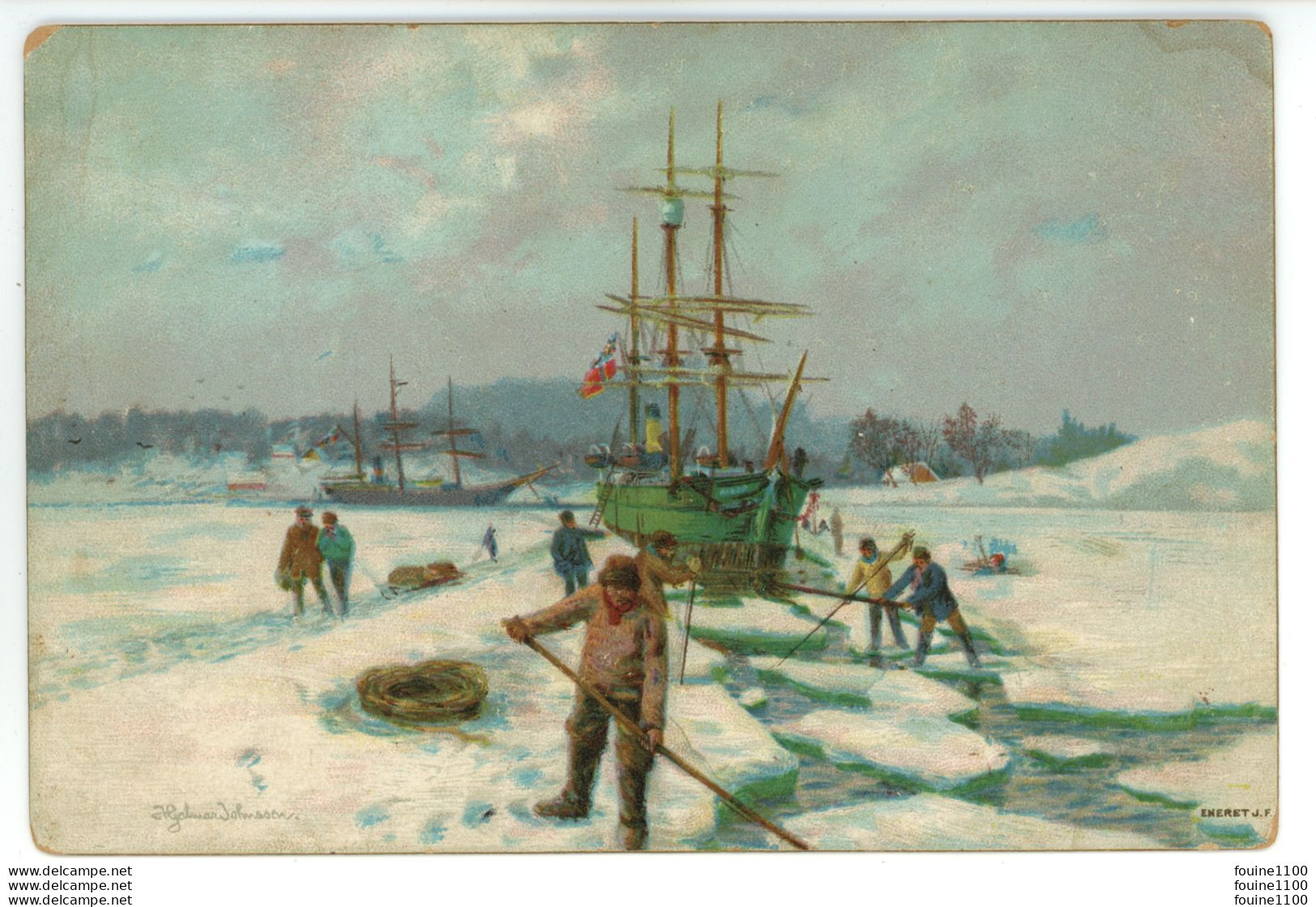 NORVEGE - NORWAY - NORVEGIA - illustrateur ENERET J F signature ? à identifier