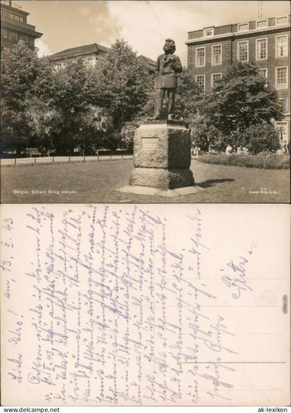 Ansichtskarte Bergen Bergen Edvard Grieg statuen 1930