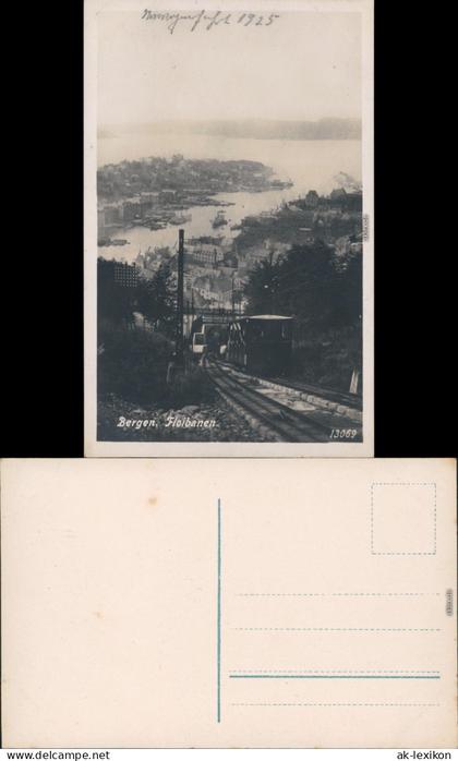 Ansichtskarte Bergen Bergen Floibanen/Straßenbahn 1925