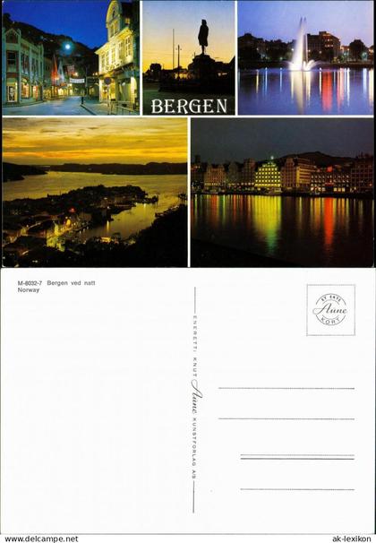 Bergen Bergen Bergen ved natt Mehrbild-AK Ansichten bei Nacht 1980