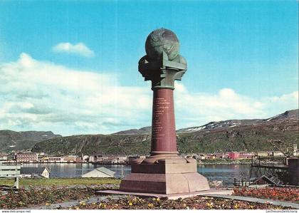 NORWAY - Hammerfest - Meredianstotten - Meridian statue - Lake - village - CP