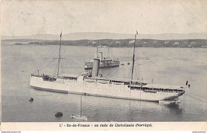 NORGE Norway - French steamer Ile-de-France in Christiania natural harbour - Publ. unknown