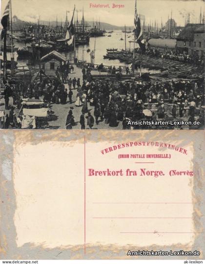 Postcard Bergen Bergen Fisketorvet (Hafenpartie) 1909