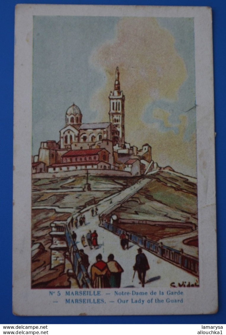 Notre-Dame de la Garde,Marseille-montée sans ascenseur-CPA-Carte Postale[13]Bouches-du-Rhône-logo publicitaire:religieux