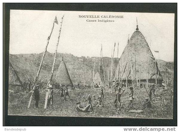 Nouvelle Calédonie - Cases indigènes (dos précurseur Messageries Maritimes )