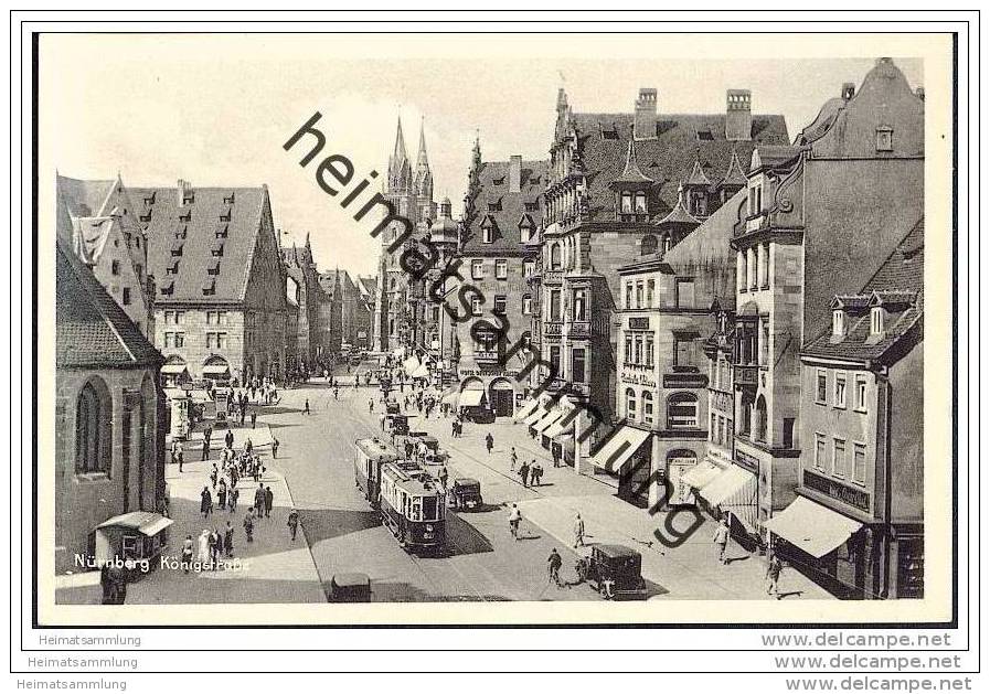 Nürnberg - Königstrasse - Foto-AK 30er Jahre - Strassenbahn