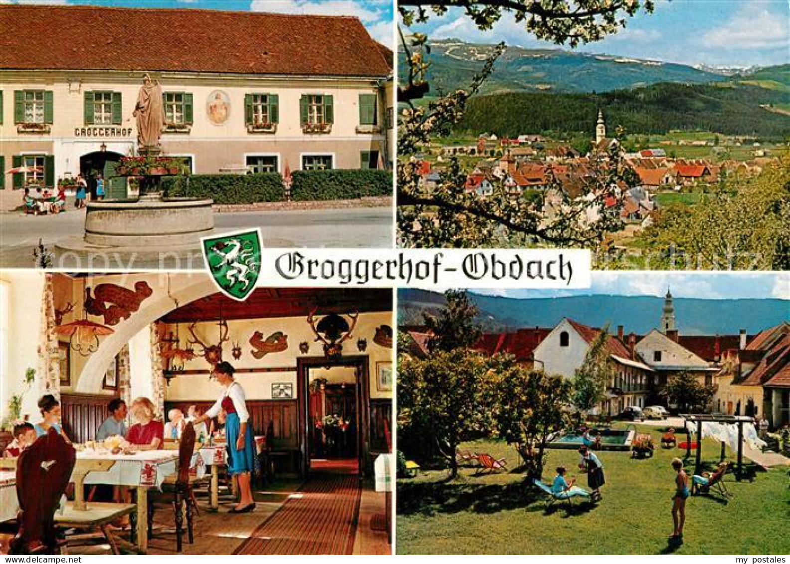 Obdach Gasthof Pension Groggerhof Brunnen Garten Landschaftspanorama