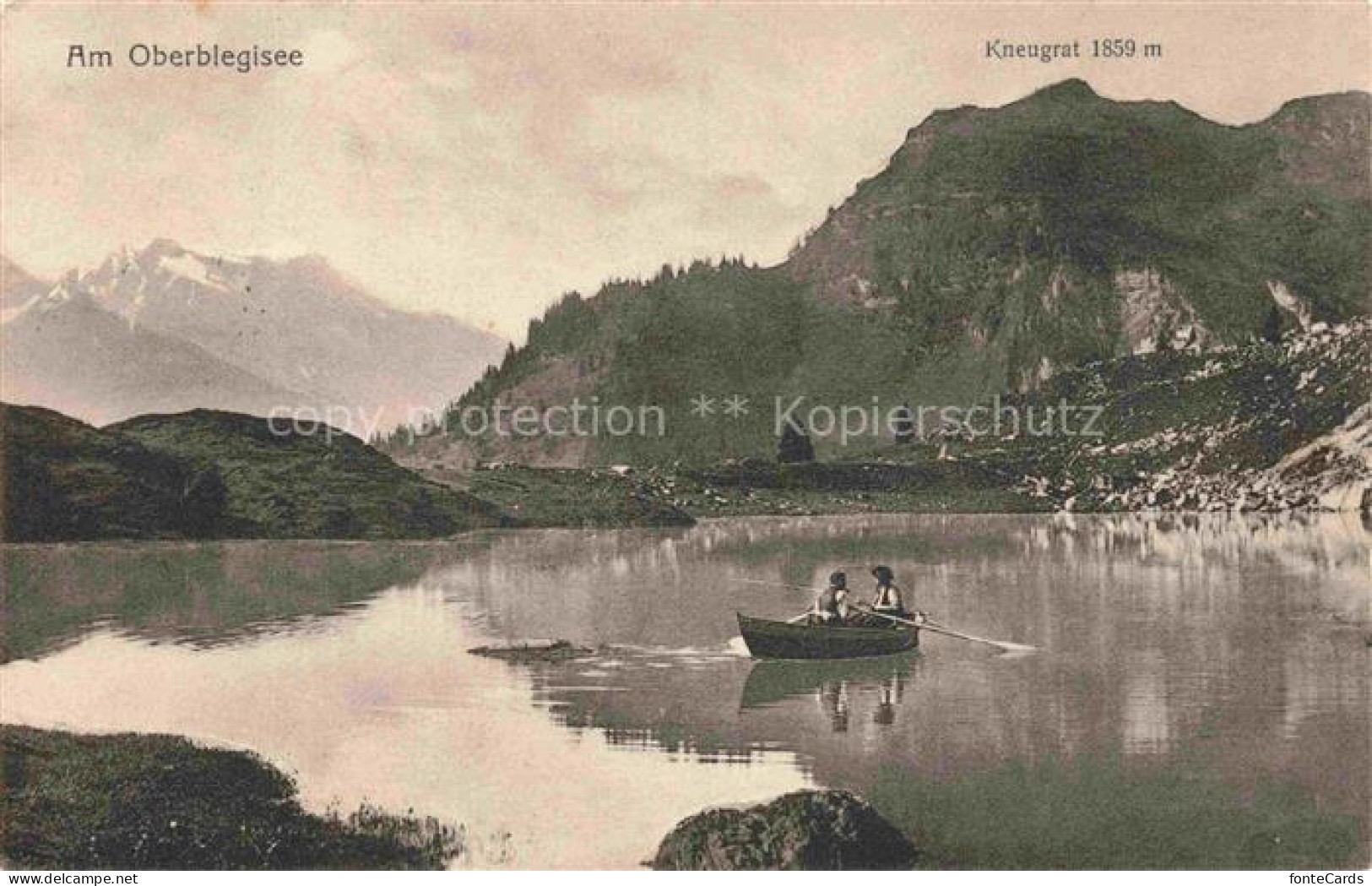 Oberblegisee Luchsingen Braunwald GL Oberblegisee Kneugrat See Berge Boot Rudern