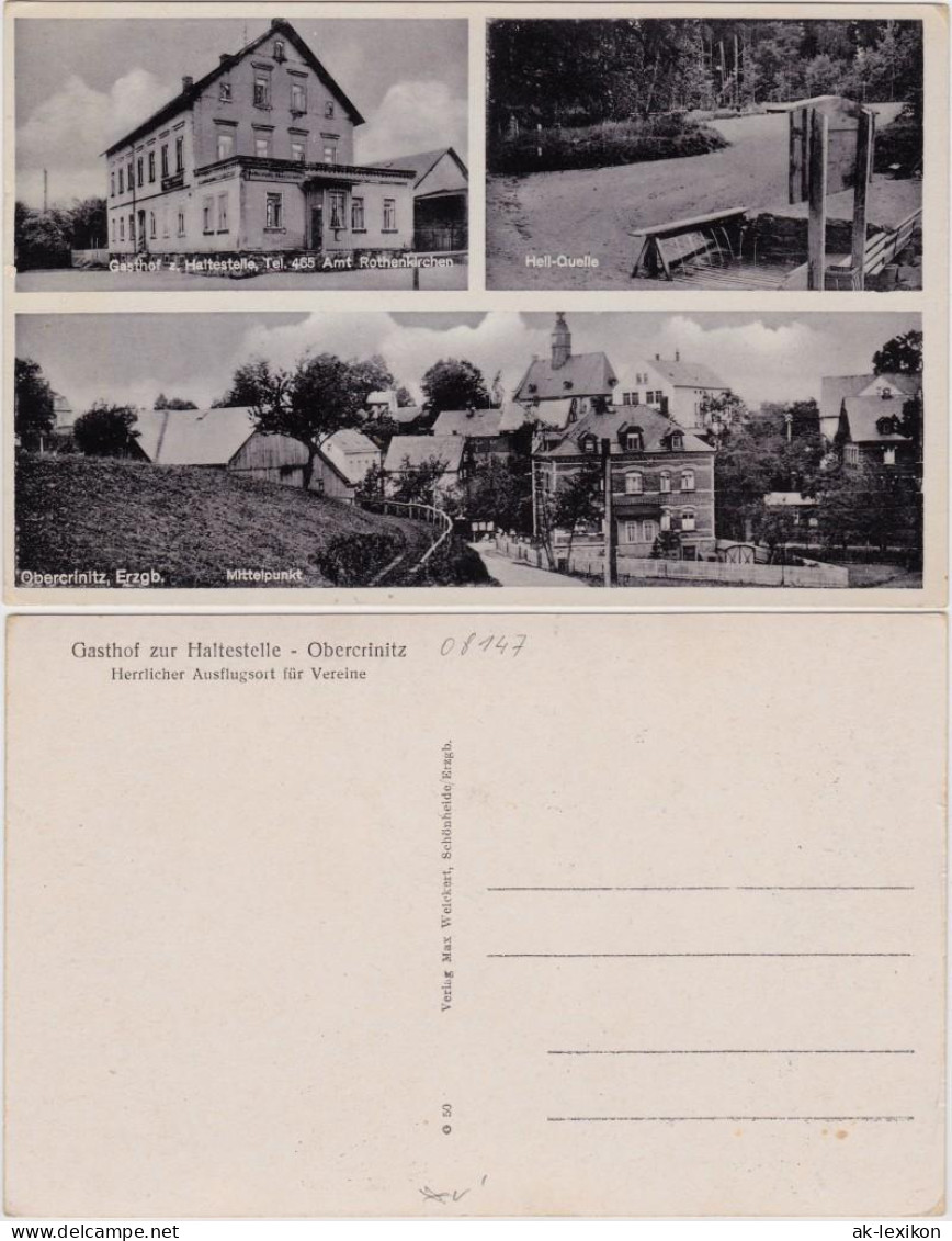 Obercrinitz-Crinitzberg: Gasthof zur Haltestelle, Heilquelle Mittelpunkt 1930