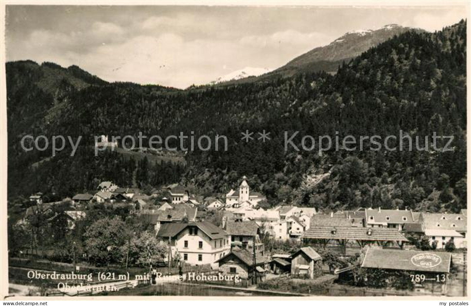 Oberdrauburg Kaernten mit Ruine Hohenburg