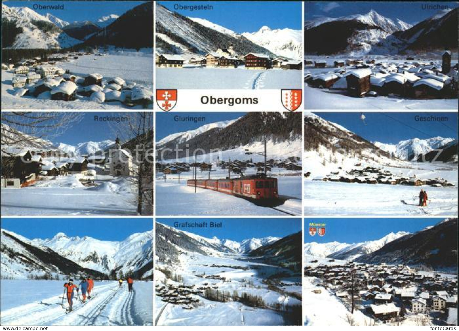 Obergoms Panorama Orts und Teilansichten Bahn