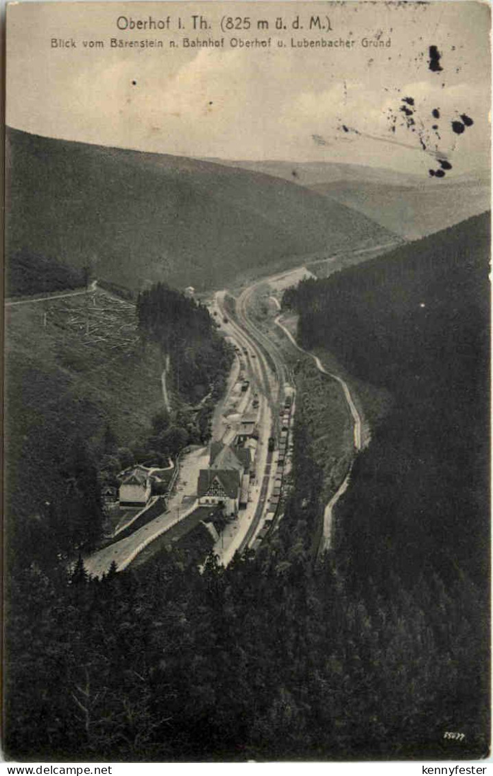 Oberhof, Blick vom Bärenstein n. Bahnhof Oberhof u. Lubenbacher Grund