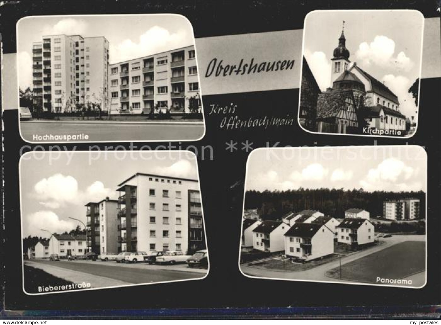 Obertshausen Hochhauspartie Kirche Biebererstr Teilansicht