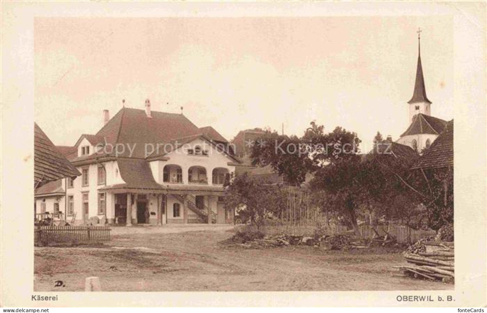 Oberwil Bueren BE Kaeserei Blick zur Kirche