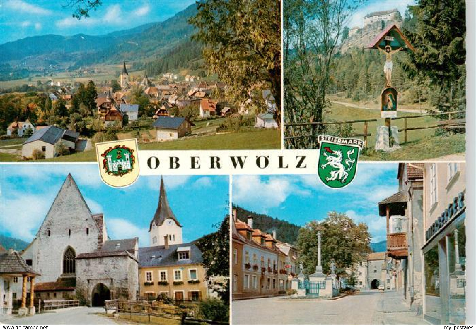 Oberwoelz Steiermark AT Panorama Wegekreuz Ortspartien