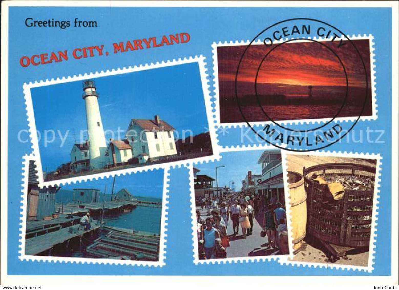 Ocean City Maryland Leuchtturm Sonnenuntergang Steg City
