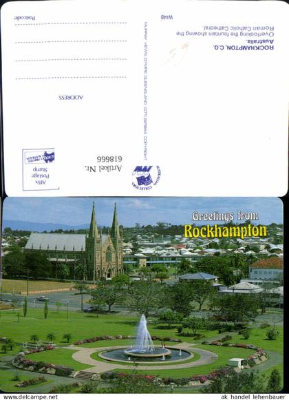 618666,Rockhampton Overlooking the fountain showing the Roman Catholic Cathedral Australia