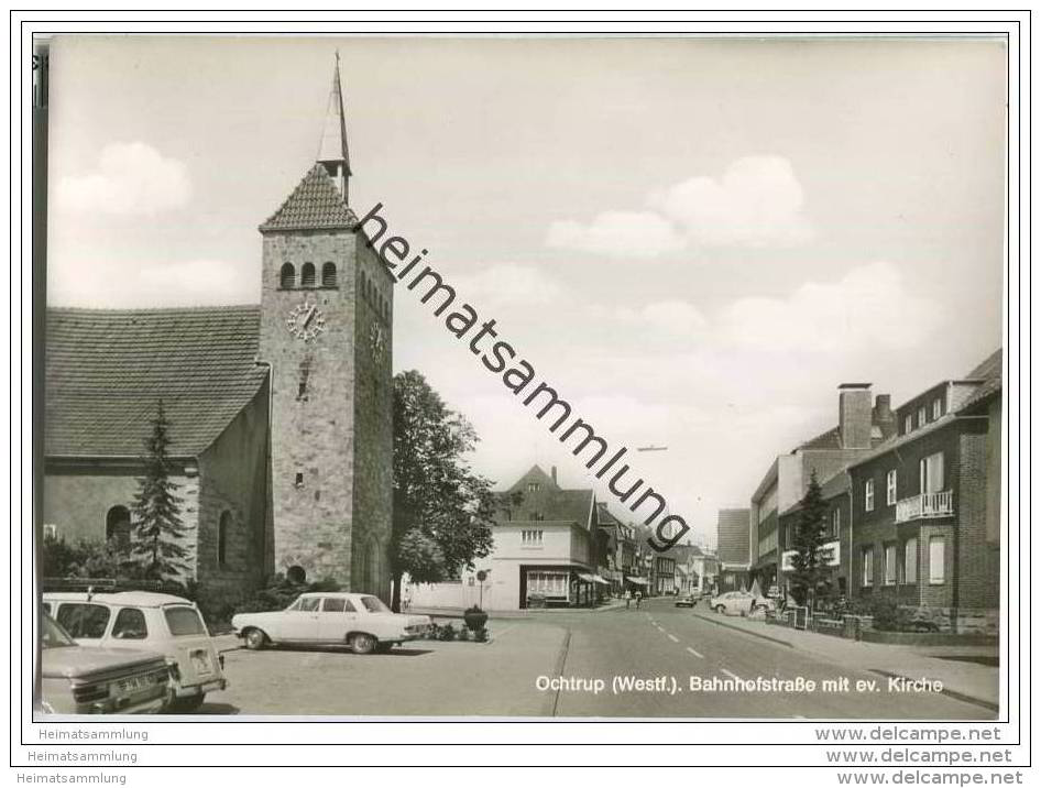 Ochtrup - Bahnhofstrasse - ev. Kirche - Foto-AK