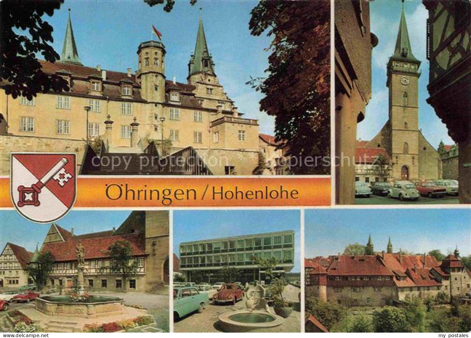 oehringen  Hohenlohe Schloss Kirche Stadtzentrum Brunnen