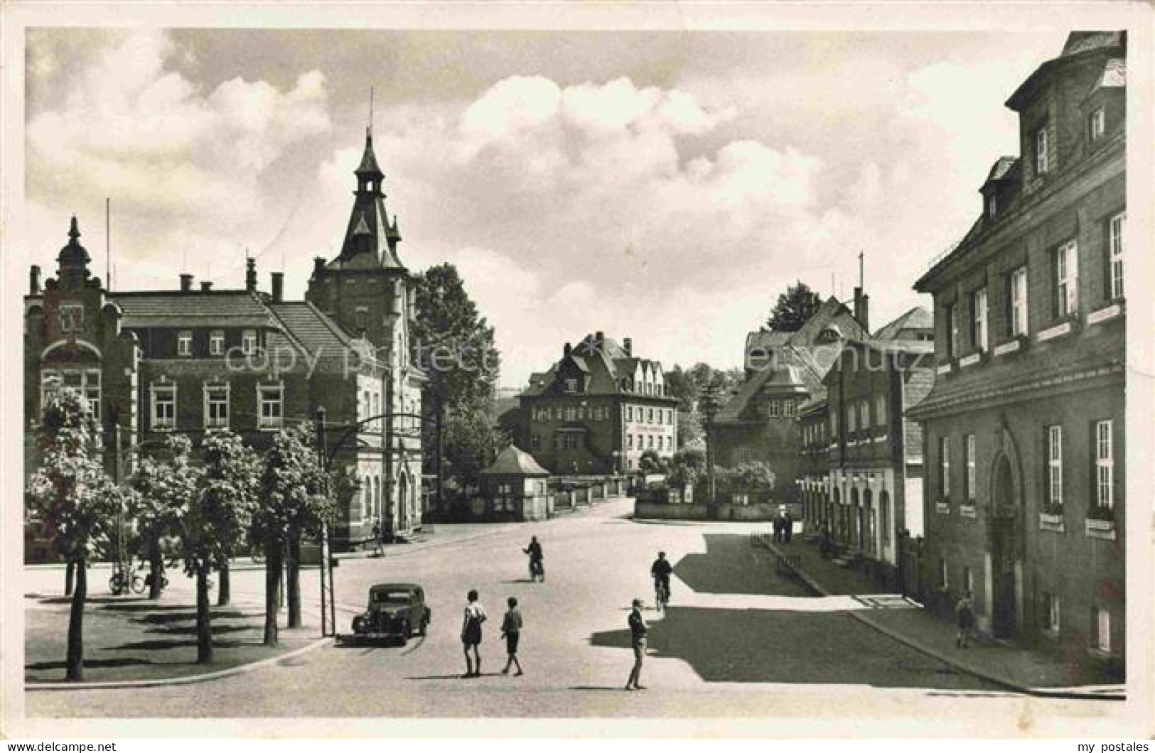 Oelsnitz Erzgebirge Rathaus mit Hans Schemm Schule