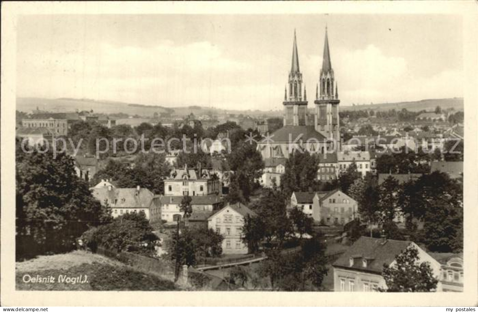 Oelsnitz Vogtland Stadtblick mit Kirche