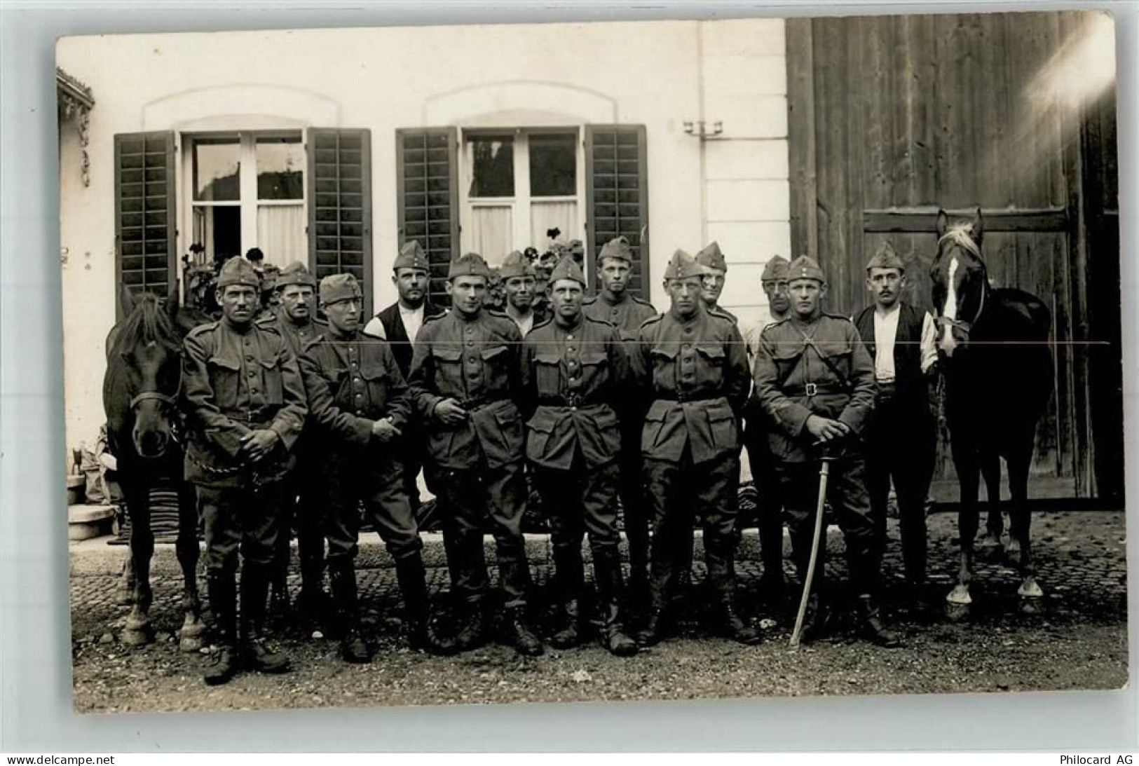 Oensingen Gruppenaufnahme von Soldaten in Uniform mit Pferden Ort lt. Fo... - 10738423