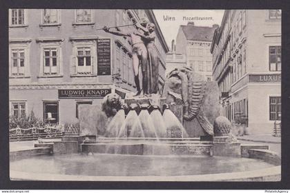 Postcard, Austria Vienna, Mozartbrunnen