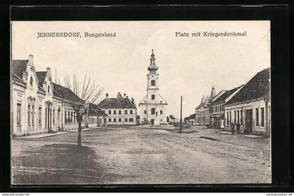 AK Jennersdorf, Platz mit Kriegerdenkmal