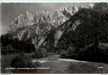 Admont/Gesäuse/Steiermark und Umgebung - Gesäuse: Johnsbachsteg gegen Hochtorgruppe