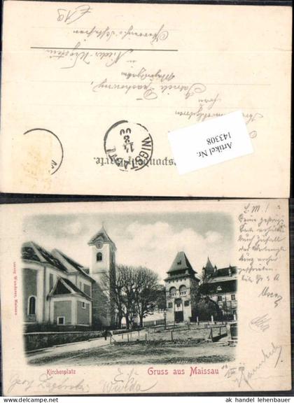 143308,Gruss aus Maissau Kirchenplatz um 1899 seltene AK