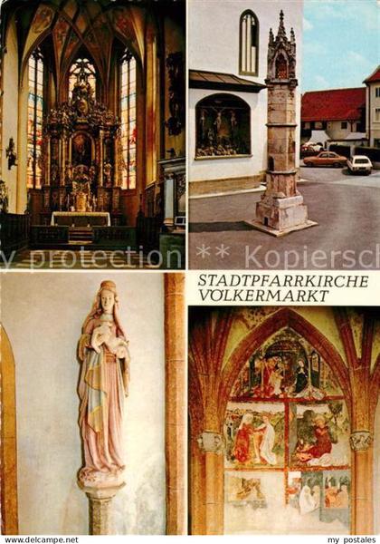 Voelkermarkt Stadtpfarrkirche Gotische Wandmalereien Lichtsaeule