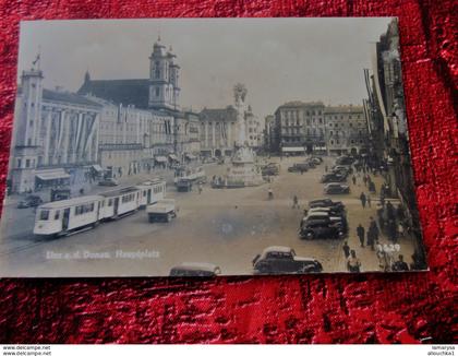 Linz ist die Landeshauptstadt von Oberösterreich Tramway voitures automobiles anciennes Postkarte Carte Postale