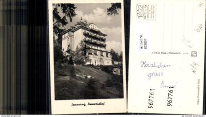 673857,Foto Ak Semmering Semmering-Kurort Sonnwendhof