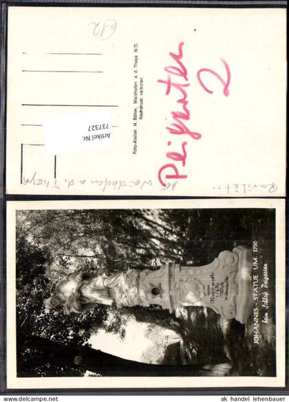 737327 Schloss Peigarten b. Thaya Waidhofen an der Thaya Johannes Statue 1750