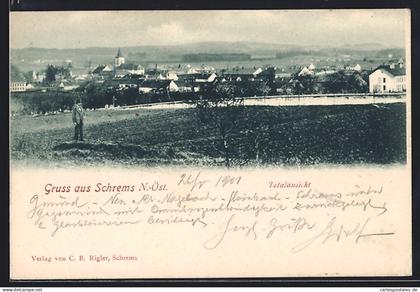 AK Schrems /N.-Ö., Totalansicht von einem Acker aus