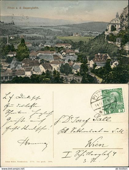 Ansichtskarte Pitten Stadtpartie Aspangbahn 1914