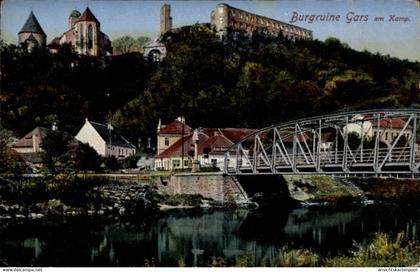 CPA Gars am Kamp in Niederösterreich, Burgruine Gars, am Kamp, Brücke, Wasser, Landschaft