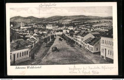 Künstler-AK Schrems, Waldviertel aus der Vogelschau