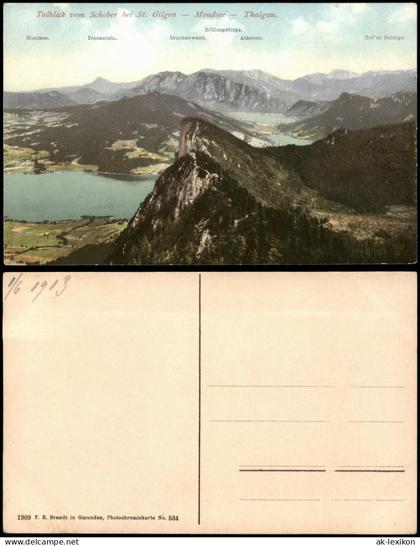 Mondsee Talblick vom Schober auf den Mondsee und die Drachenwand 1909