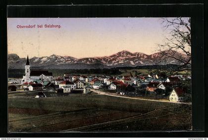 AK Oberndorf bei Salzburg, Teilansicht mit Kirche und Strassenpartie